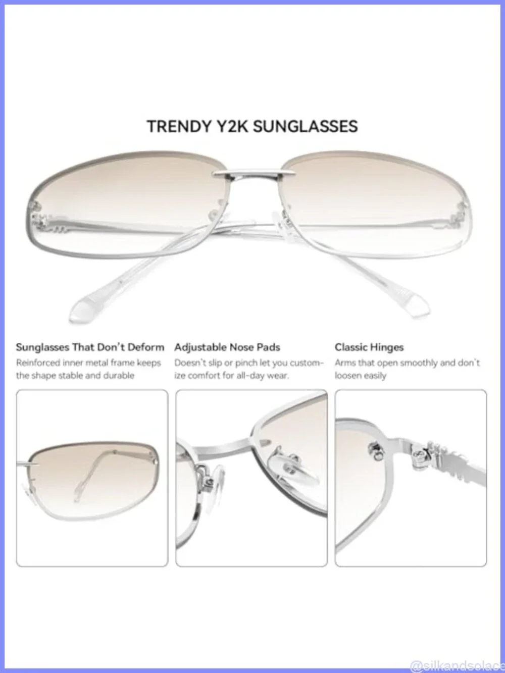 Y2K Retro Wrap Around Sunglasses Metal Frame UV400 Lightweight